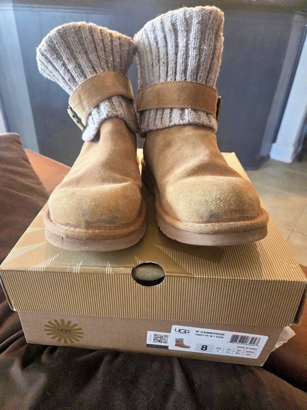 UGG Cambridge Knit Cuff Boot Chestnut Brown US 8